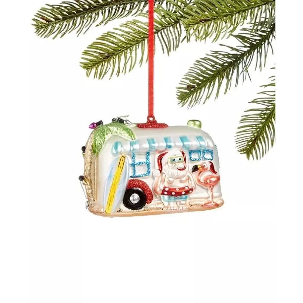 4x HOLIDAY LANE Florida Seaside Tour Bus Ornament